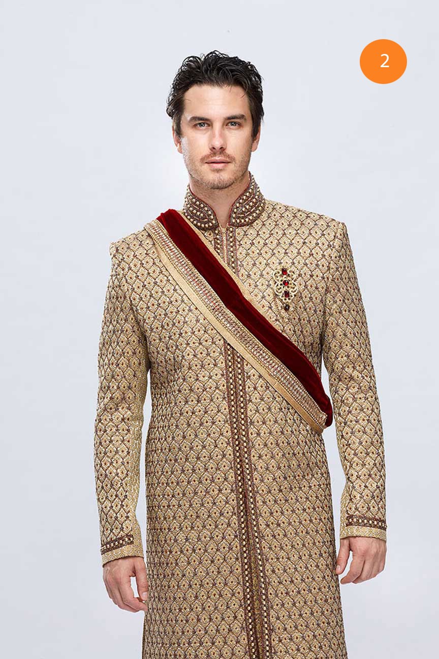 One time used Manyawar sherwani  with safa turban  for 